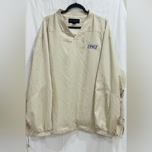 Port  Authority  Men's Sz XXL Golf Lined Windbreaker Pullover Jacket Tan Pockets